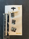 Buttons Plastic Set of 3 Vintage - Faceted Shiny Gunmetal Gray