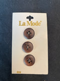 Buttons Plastic Set of 3 Vintage - Mottled Brown