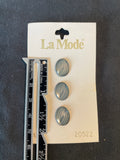 Buttons Plastic Set of 3 - Pearlescent Gray Embossed Ovals