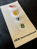 Buttons Resin Set of 4 - Shiny White with 5, 6, 7, 8 in Schoolhouse Colors