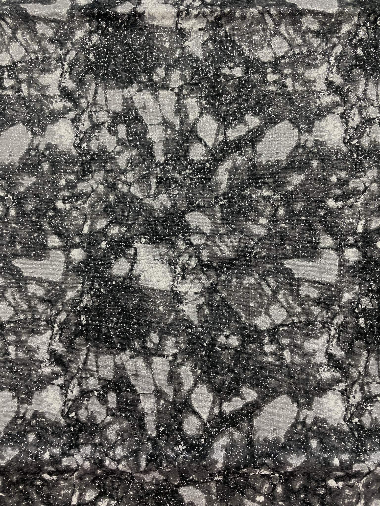 1 YD Quilting Cotton - Mottled Black and Grays with Silver Glitter
