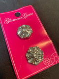 Buttons Plastic Set of 2 - Silver with Rhinestones