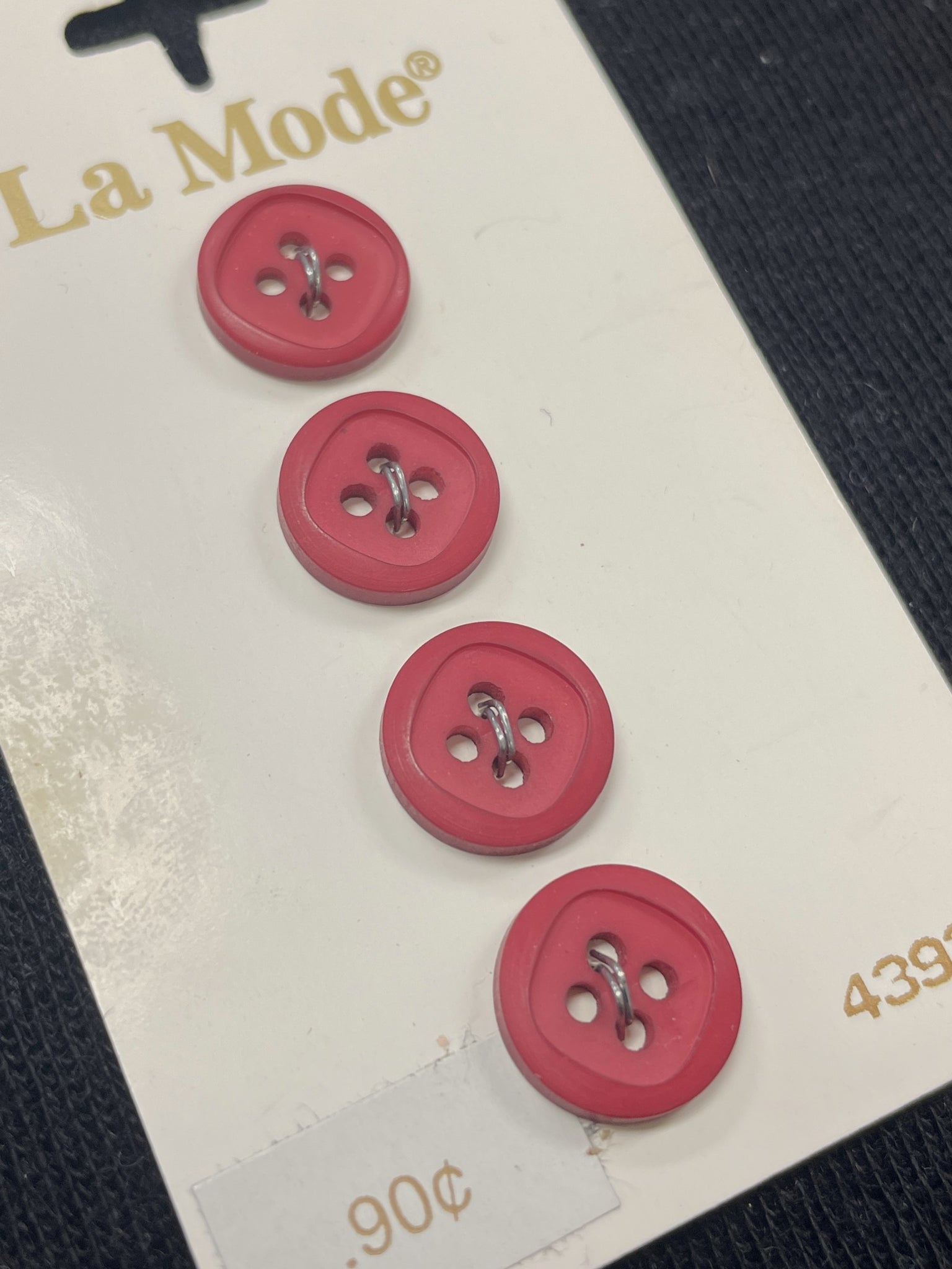 Button Plastic Set of 4 Vintage - Red