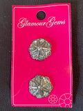 Buttons Plastic Set of 2 - Silver with Rhinestones