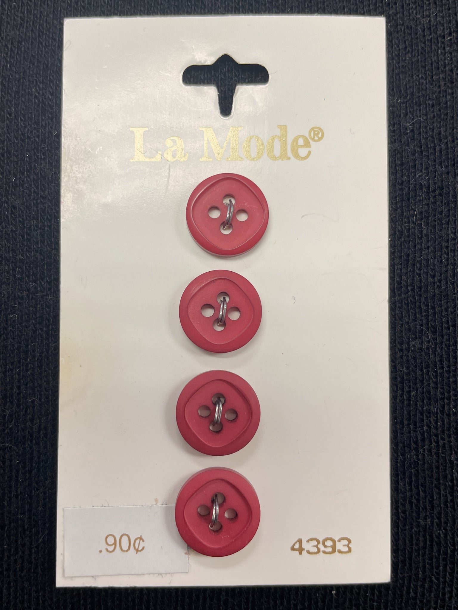 Button Plastic Set of 4 Vintage - Red