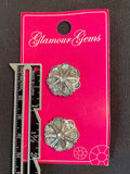 Buttons Plastic Set of 2 - Silver with Rhinestones