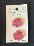 Buttons Plastic Hand Painted Set of 2 - Pink Roses