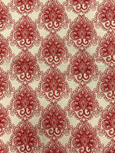 1 YD Cotton - White with Red Motifs