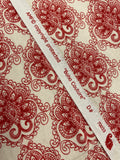 1 YD Cotton - White with Red Motifs