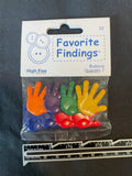 Buttons Plastic Set of 8 - Hands in Schoolhouse Colors