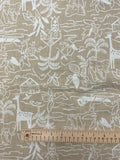 2 YD Poly/Cotton - Beige with White African Animals and Landscapes