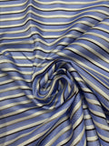 2 1/8 YD Tie Silk Yarn-Dyed Stripes - Periwinkle, White, Light Gray and White