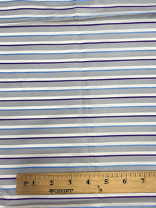 2 1/8 YD Tie Silk Yarn-Dyed Stripes - Light Gray, White, Purple and Blue