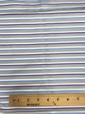 2 1/8 YD Tie Silk Yarn-Dyed Stripes - Light Gray, White, Purple and Blue