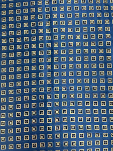 1 1/4 YD Tie Silk - Royal Blue with White Squares with Navy and Royal Blue Centers