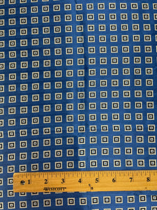 1 1/4 YD Tie Silk - Royal Blue with White Squares with Navy and Royal Blue Centers