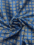 1 1/4 YD Tie Silk - Royal Blue with White Squares with Navy and Royal Blue Centers