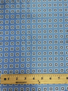 3 3/8 YD Tie Silk - Light Blue with White Squares with Navy and Light Blue Centers
