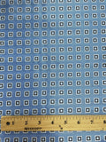 3 3/8 YD Tie Silk - Light Blue with White Squares with Navy and Light Blue Centers