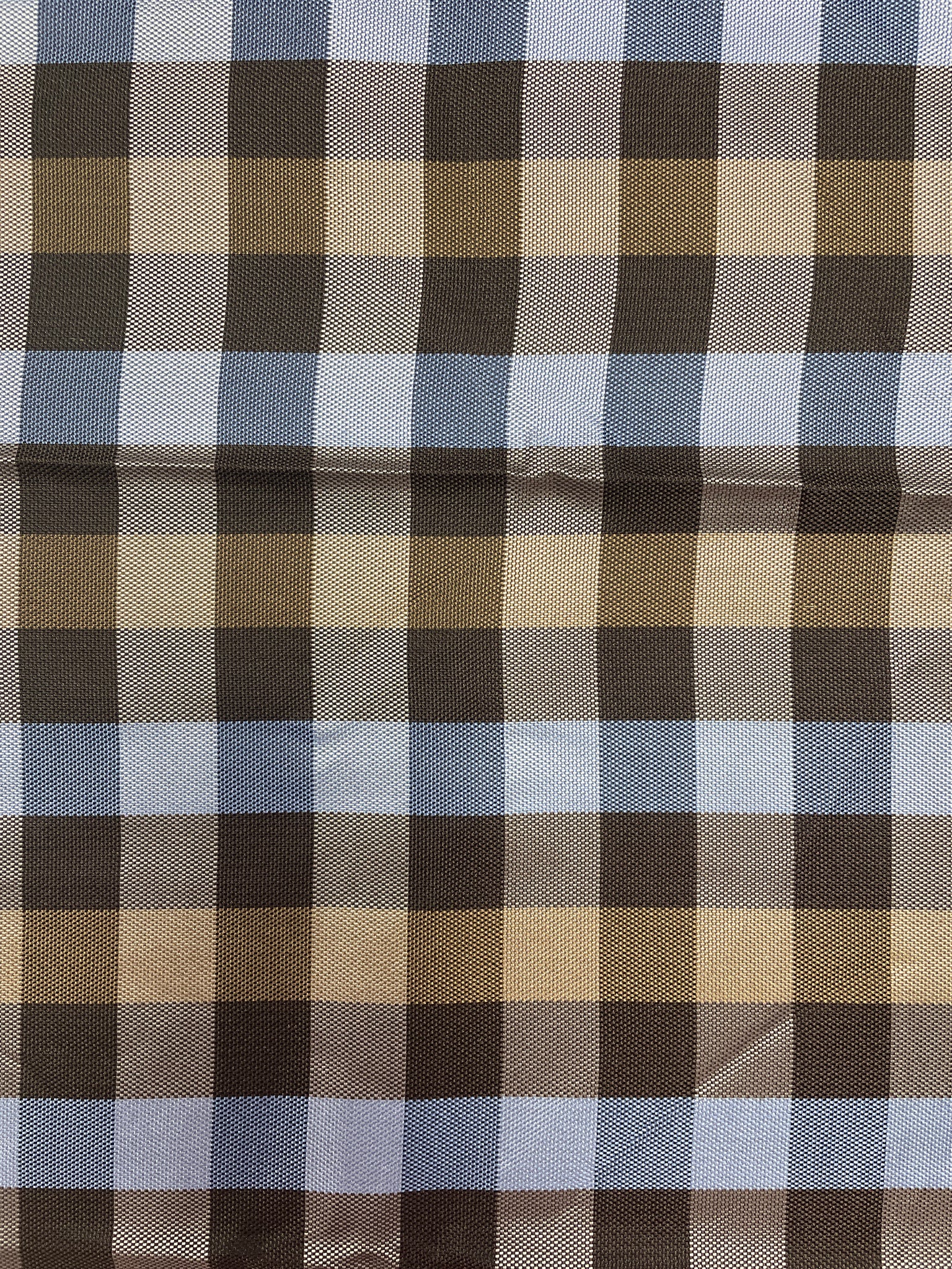 1 3/8 YD Tie Silk Yarn-Dyed Plaid - Brown, Blue and Black