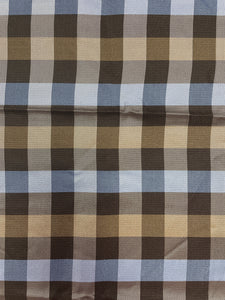 1 3/8 YD Tie Silk Yarn-Dyed Plaid - Brown, Blue and Black