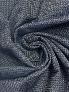 1 YD Tie Silk Plaid - Black, Dark Blue and Light Gray