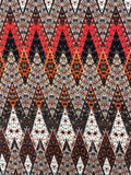 SALE Polyester Stretch Knit - Orange, Red and Off White Diamonds with Geometrics