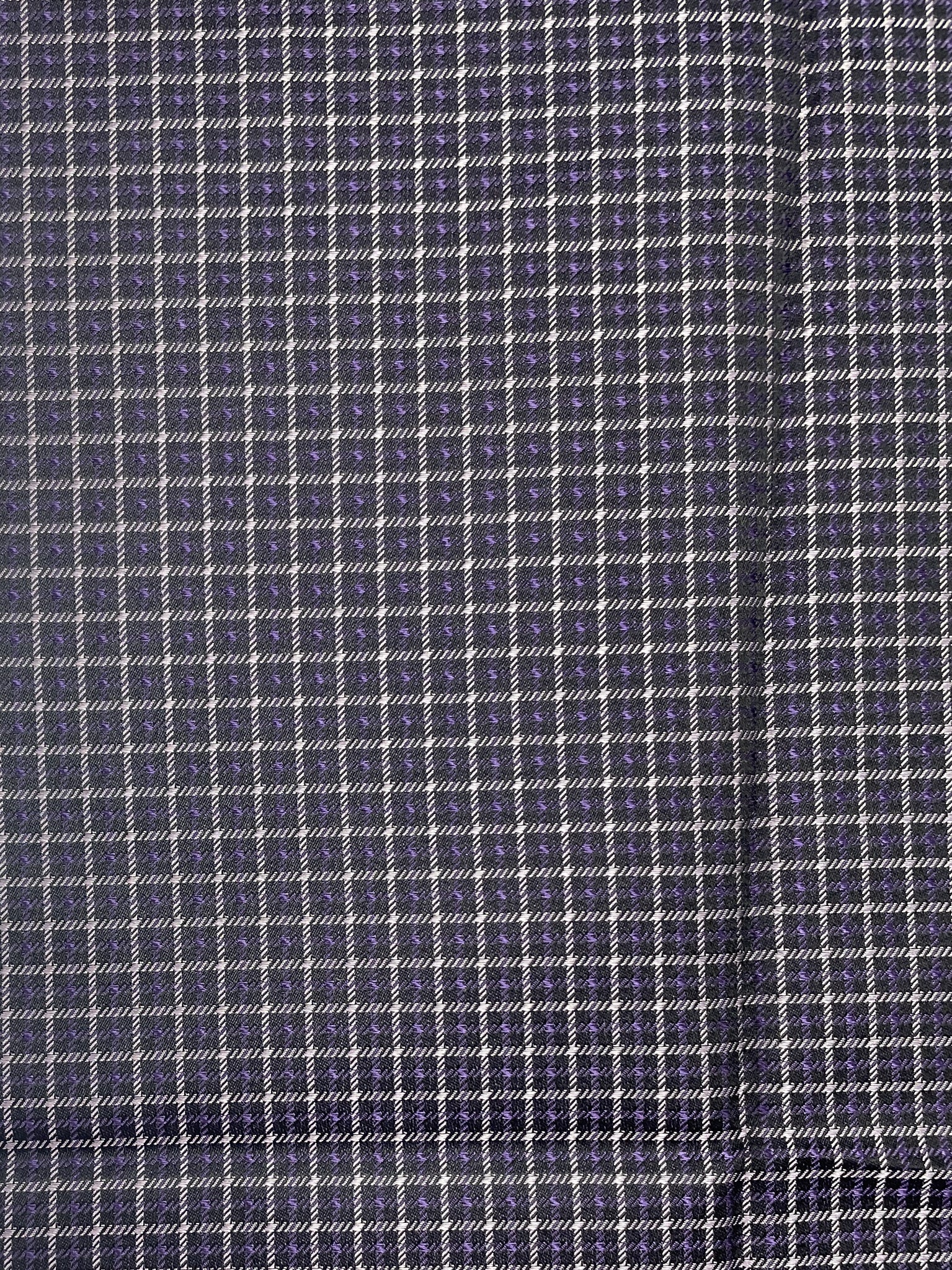 1 YD Tie Silk Yarn-Dyed Plaid - Black, Lavender and Purple