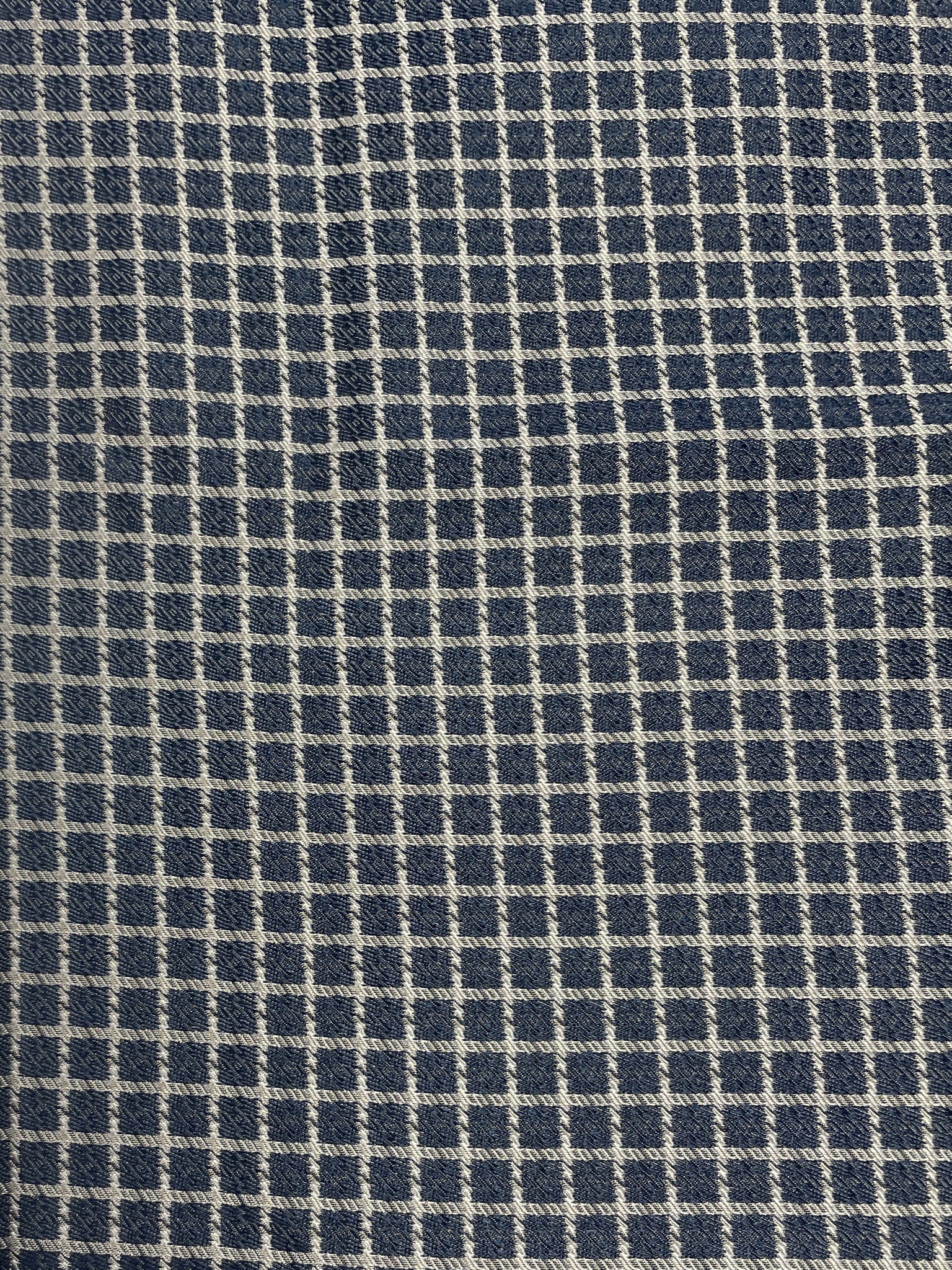 1 YD Tie Silk Yarn-Dyed Plaid - Navy Blue with Gray