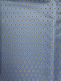 Tie Silk - Light Blue with Light Gray Ovals with Navy Blue Centers