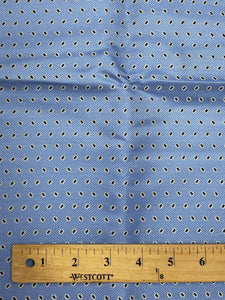 Tie Silk - Light Blue with Light Gray Ovals with Navy Blue Centers