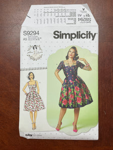 2021 Simplicity 9294 Pattern - Dress FACTORY FOLDED