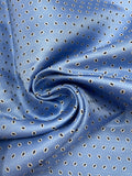 Tie Silk - Light Blue with Light Gray Ovals with Navy Blue Centers