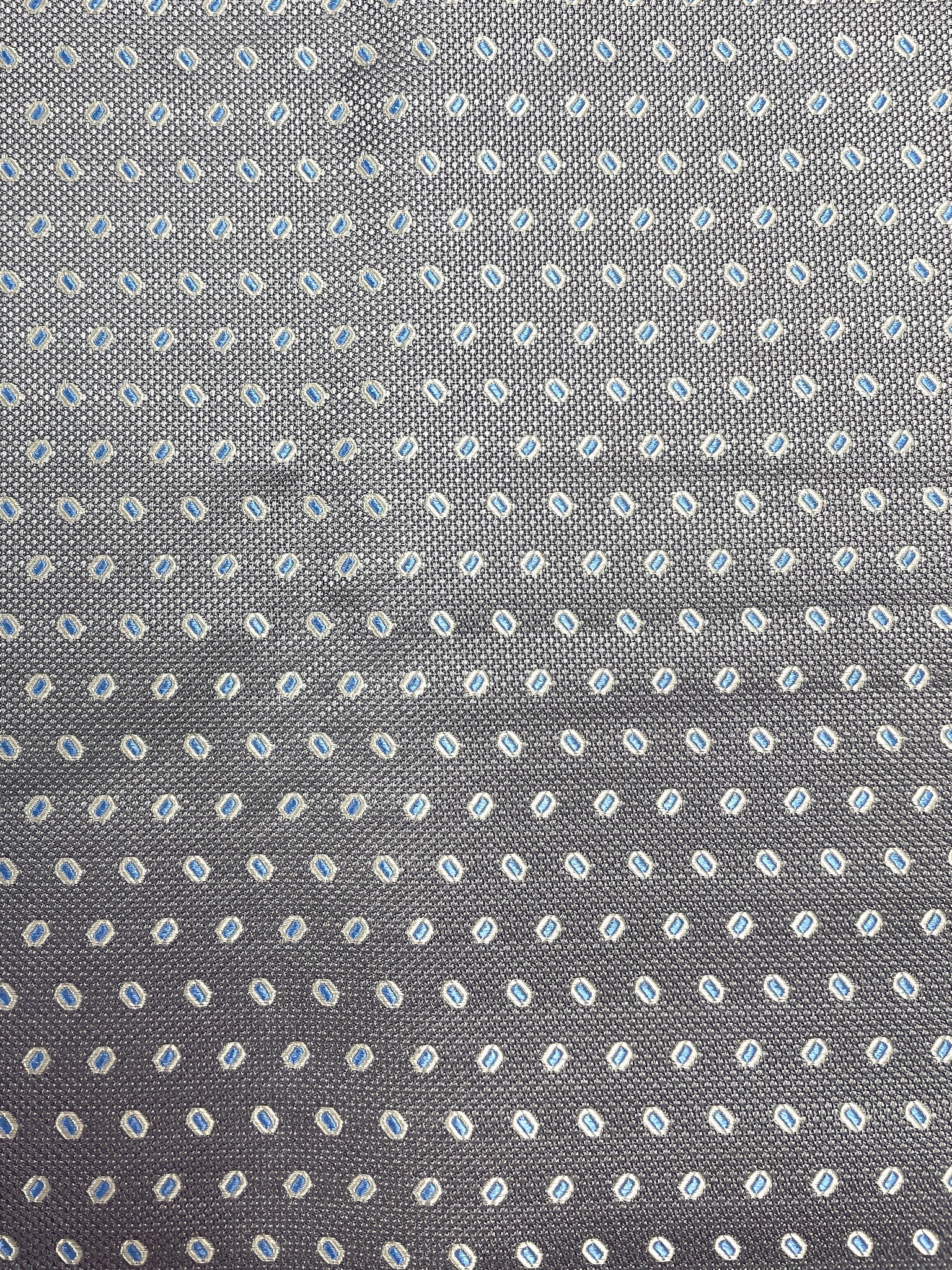 Tie Silk - Medium Gray with Light Gray Ovals with Blue Centers