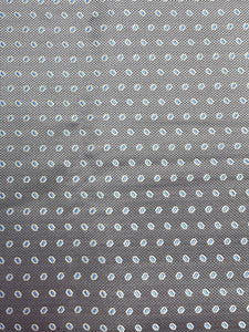 Tie Silk - Medium Gray with Light Gray Ovals with Blue Centers