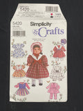 2003 Simplicity 5420 Sewing Pattern - 18" Doll Clothes FACTORY FOLDED