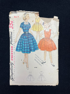 1954 Simplicity 4786 Sewing Pattern - Child's Dress and Jumper