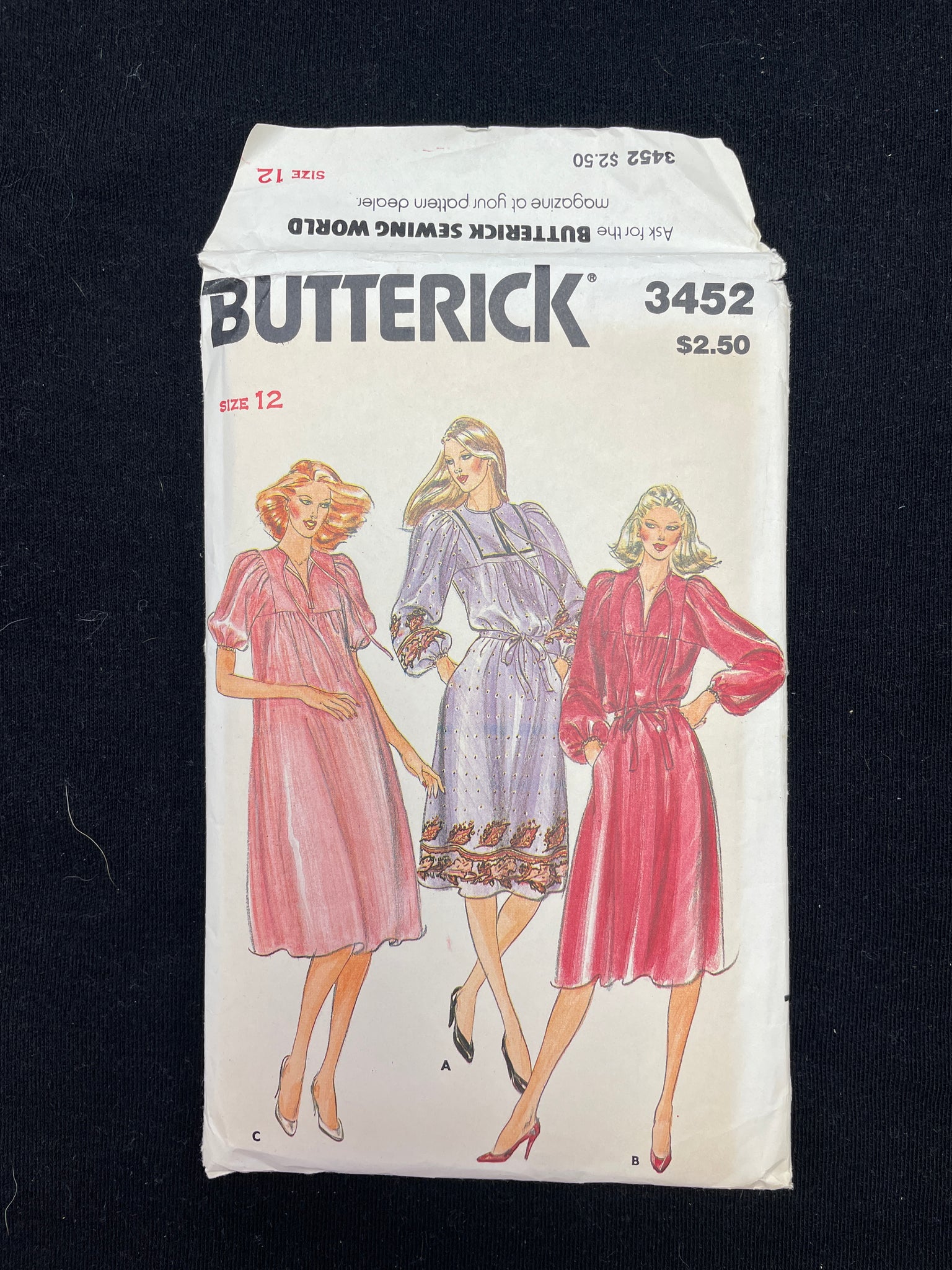 1980's Butterick 3452 Sewing Pattern - Dress and Belt