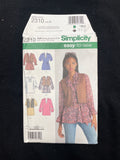 2010 Simplicity 2310 Sewing Pattern - Adult Tops and Vest FACTORY FOLDED