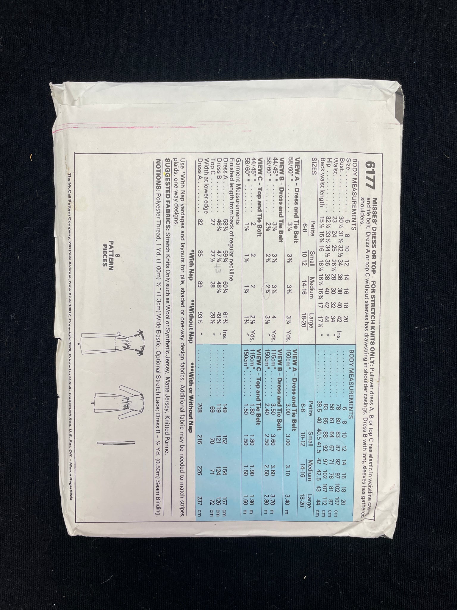 1978 McCall's 6177 Sewing Pattern - Dress