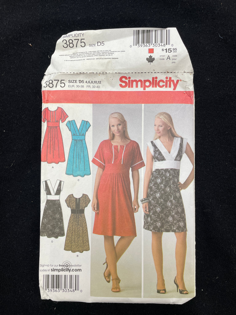 Simplicity Pattern R11878 2007 Simplicity 3875 Sewing Pattern - Adult Dresses FACTORY FOLDED ...