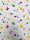 2 3/8 YD Cotton Blend Knit - Geometric Shapes and Stylized African Animals on White