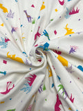2 3/8 YD Cotton Blend Knit - Geometric Shapes and Stylized African Animals on White