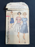 1960's Simplicity 3801 Sewing Pattern - Adult Blouse with Detachable Collars and Skirt FACTORY FOLDED