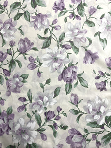 Poly/Cotton Vintage - Off White with Purple and White Flowers