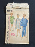 1960's Simplicity 4189 Sewing Pattern - Juniors' Pajamas and Nightshirt FACTORY FOLDED