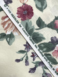 Poly/Cotton Vintage - Pale Yellow with Pink and Purple Flowers