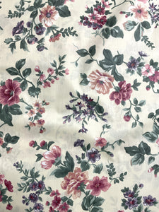 Poly/Cotton Vintage - Pale Yellow with Pink and Purple Flowers