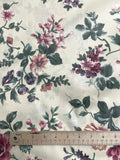 Poly/Cotton Vintage - Pale Yellow with Pink and Purple Flowers