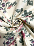 Poly/Cotton Vintage - Pale Yellow with Pink and Purple Flowers
